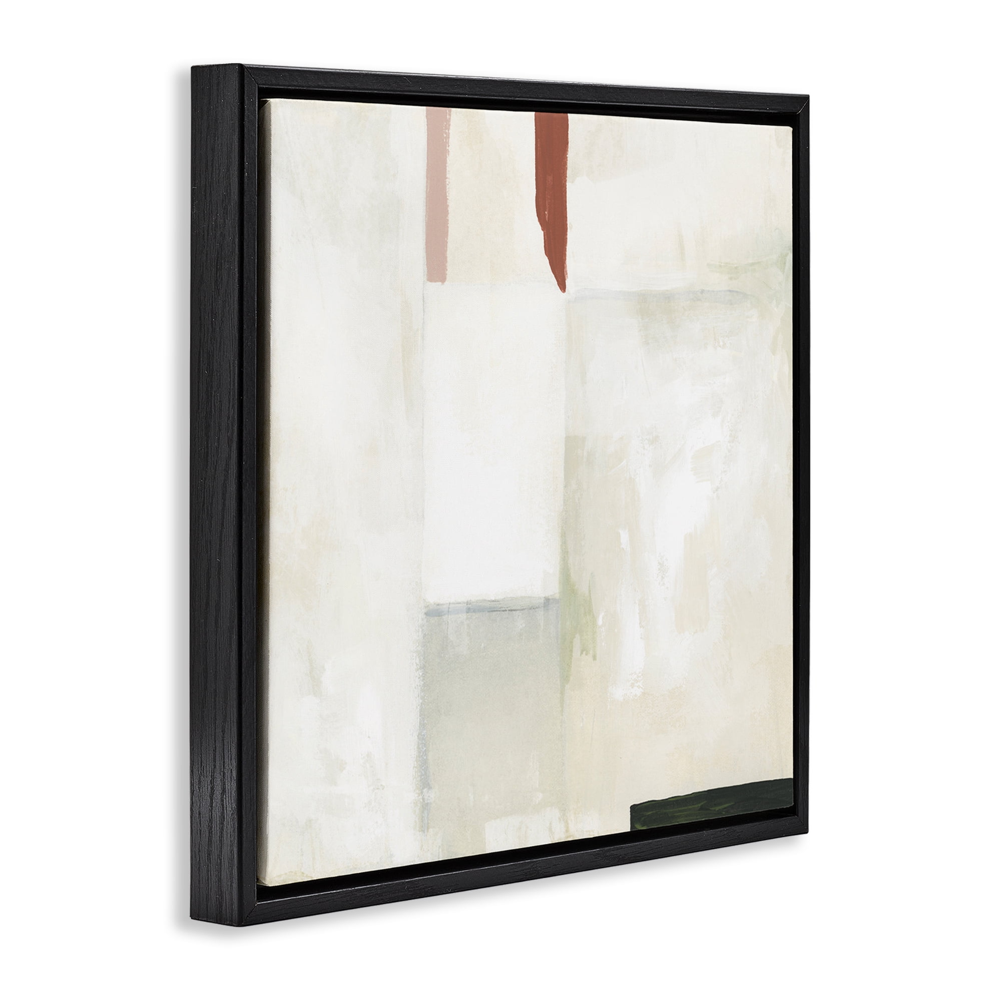 Stupell Industries Neutral Abstract Simplicity Abstract Painting Black Floater Framed Canvas Art Print Wall Art, 18 x 18
