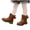 thumbnail image 7 of Ankle Boots for Girls Cute Bow Zip up RIding Boots Low Heel PU Leather Kids Short Booties Walking Shoes, 7 of 7