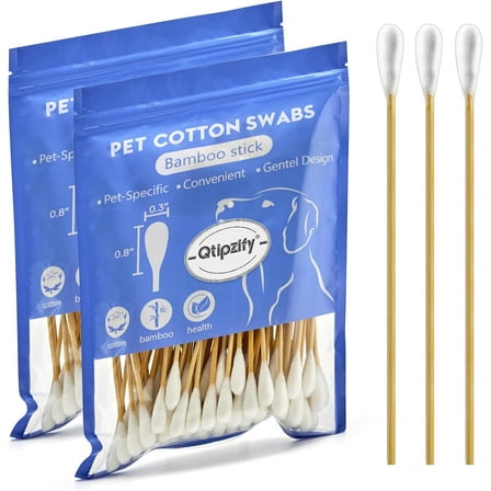 Extra Large 6 Inch Natural Cotton & Bamboo Cotton Swabs, Soft & Absorbent, 200 Count