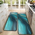 thumbnail image 4 of Kitchen Rugs Sets Of 2,Teal Marble Gold Wave Pattern Anti Fatigue Kitchen Mat Rugs Non Slip Washable,Decorative Kitchen Floor Mats for Kitchen,Sink,Laundry,17"x47"+17"x47", 4 of 5