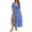 Sky Blue, variant on Womens Floral Summer Dress Casual Wrap V Neck Short Sleeve Belted Beach Bohemian Maxi Dress