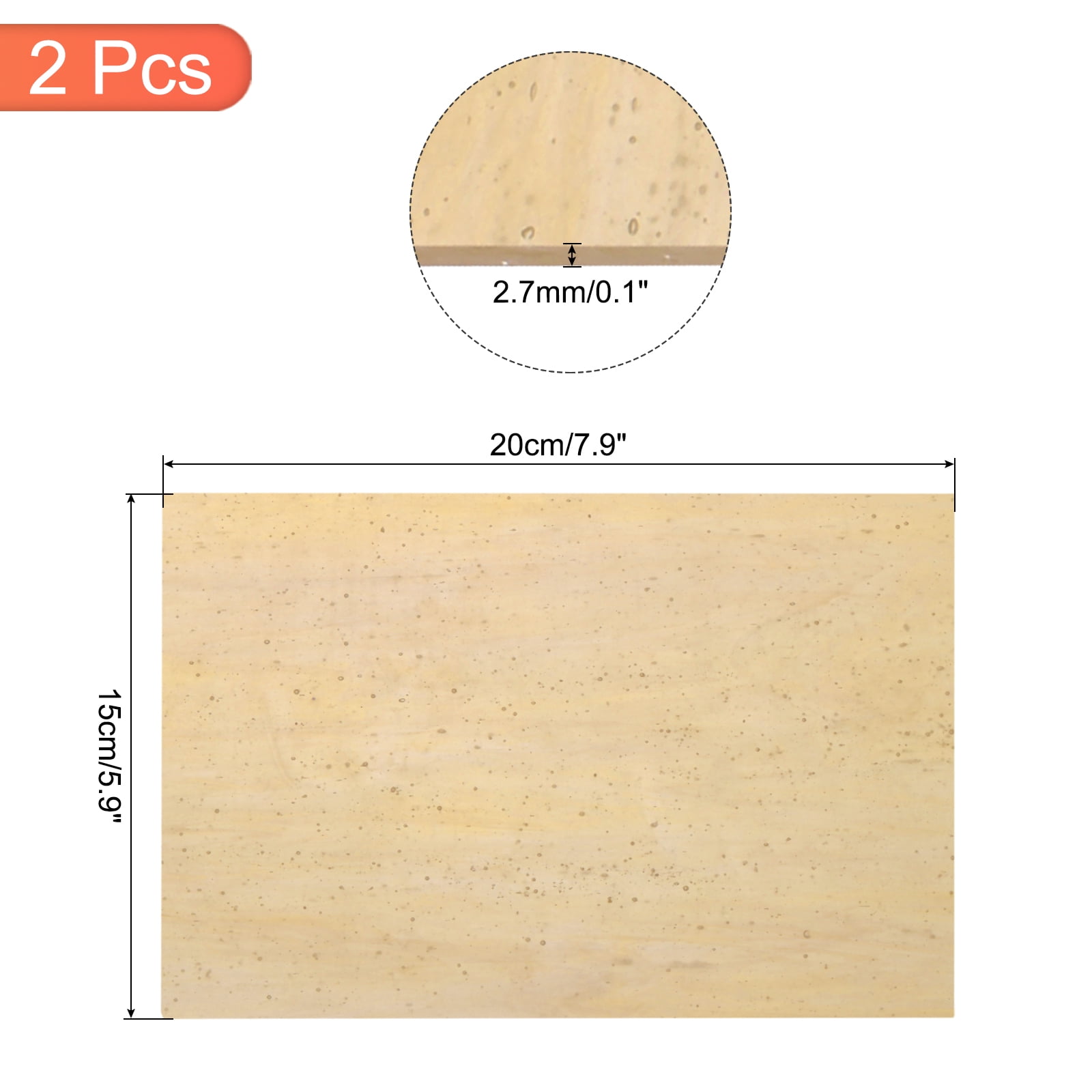 Uxcell 2Pcs Stained Glass Sheet Mosaic Tile Stained Glass Sheets for Crafts DIY Art Project Apricot