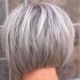thumbnail image 2 of Layered Bob Short Gray Wigs for Women Mixed Gray Cute Straight Pixie Bob Wig Synthetic Haircuts Grey Side Part Inverted Bob Wig Natural, 2 of 6