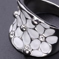 thumbnail image 5 of SPRING PARK Ladies Ring Flower Pattern Finger Decoration White Wedding Band Ring for New Year Gift Round Ring, 5 of 6