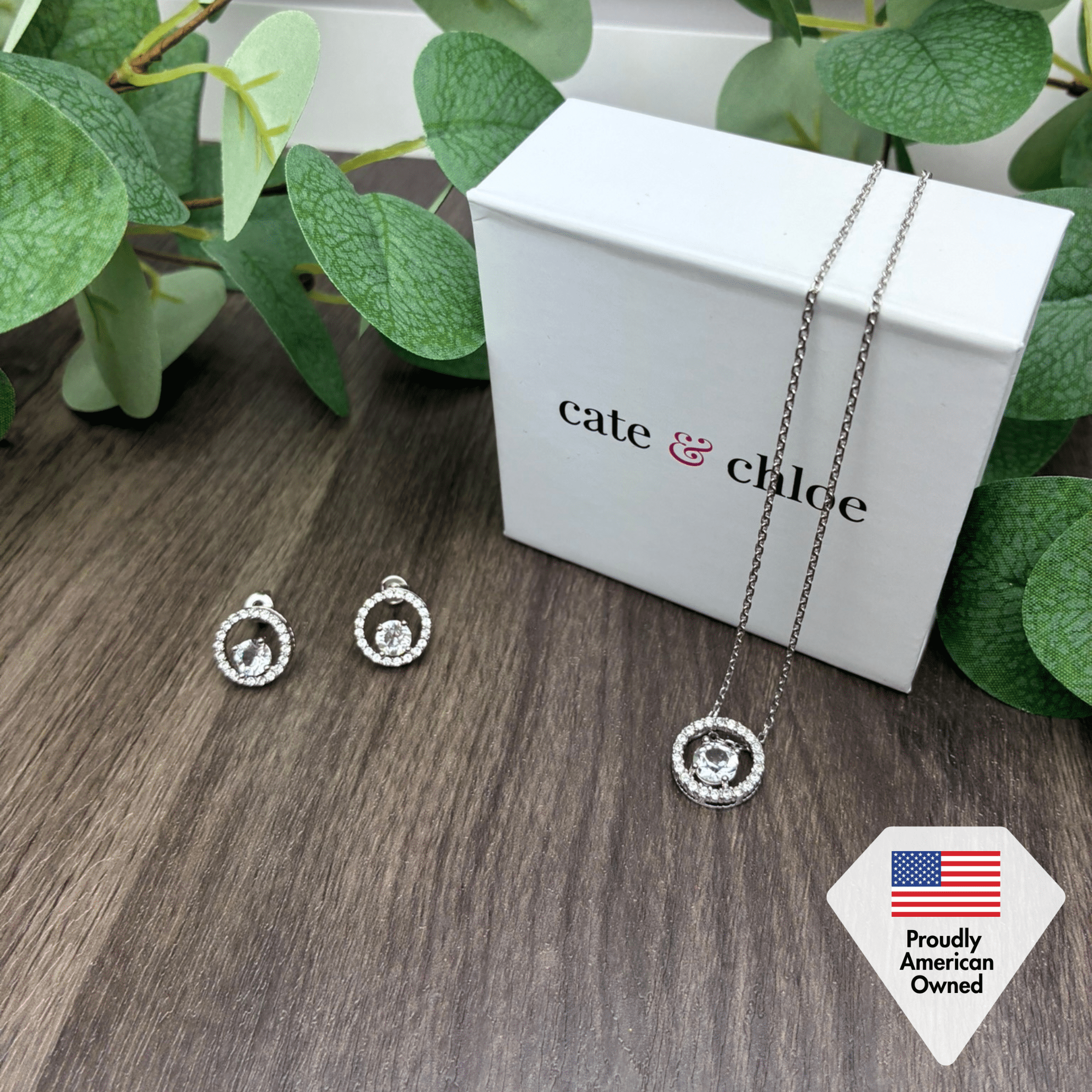 Cate & Chloe Reign 18k White Gold Plated Jewelry Set with Swarovski Crystals Gift for Women