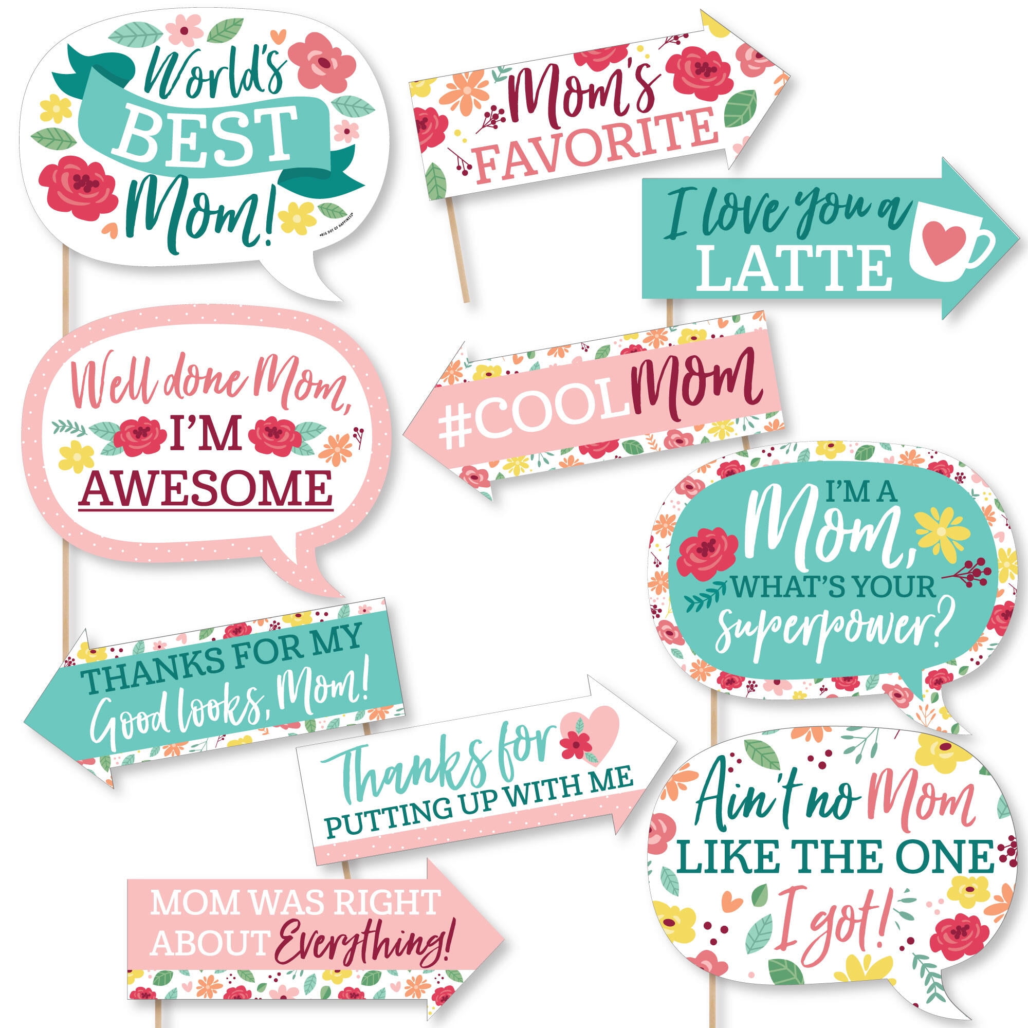 Big Dot of Happiness Funny Colorful Floral Happy Mother's Day We Love