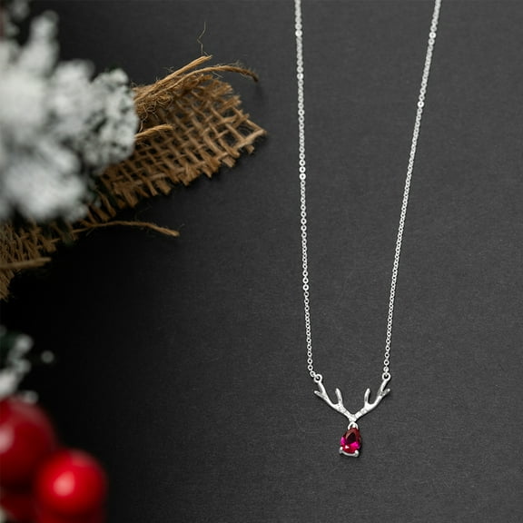 Christmas Necklace: Reindeer Antler, 925 Sterling Silver Necklace, Necklace for Women, Chariot Jewelry