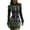 Army Green, variant on Women's Dress, Crew Neck Long Sleeve Skeleton Print with Rose Embroidery, Bodycon Fit for Halloween