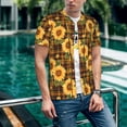 thumbnail image 6 of KLL Yellow Black Plaid Sunflower for Men's Baseball Shirts,Short Sleeve Casual Shirts Button Down Shirt for Men Beach Summer Wedding Shirt-Medium, 6 of 7
