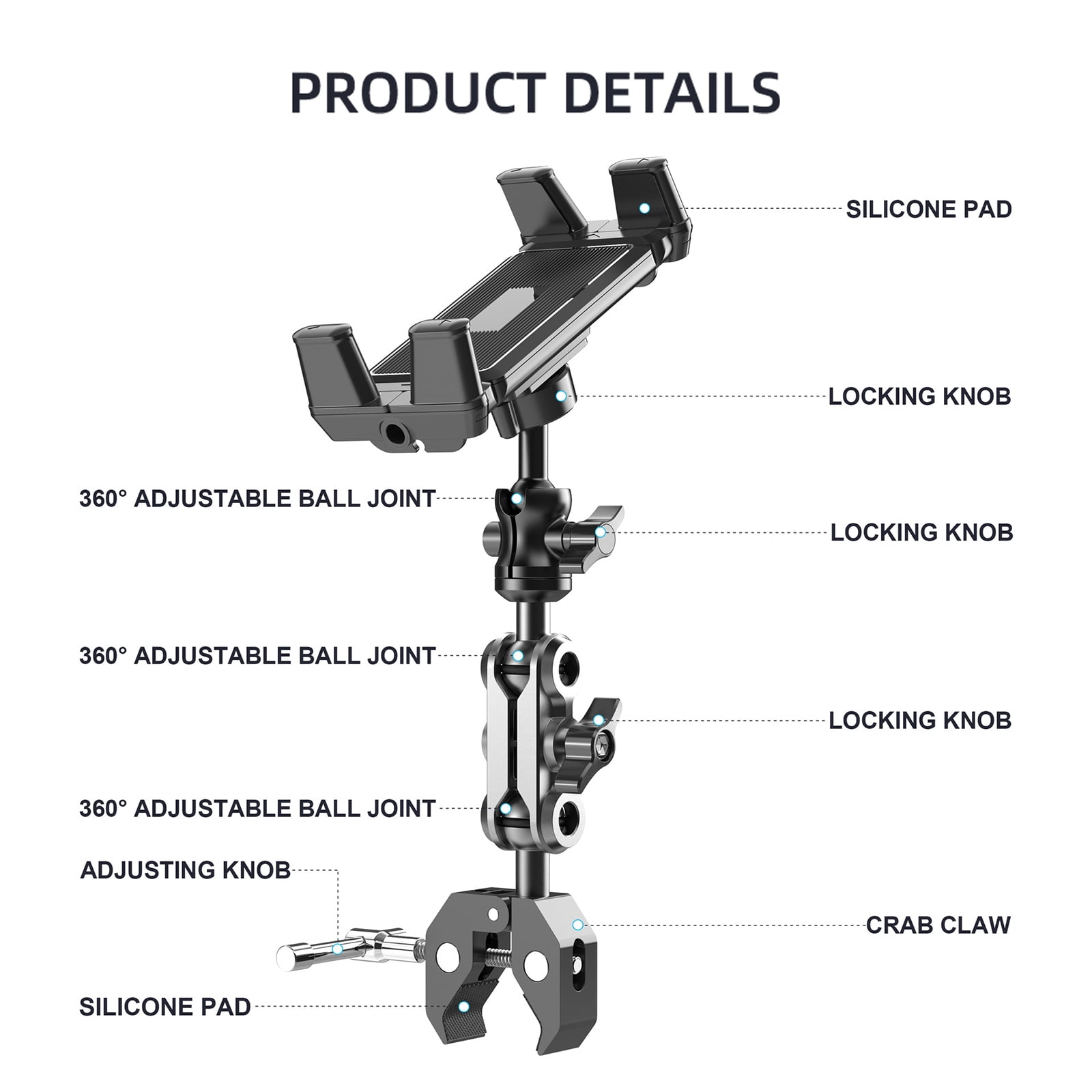 Aluminum Tablet Holder Stand Phone Clip Holder Rotatable Cantilever Home Desktop Folding Bracket for Tablet