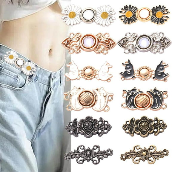 12Pcs Reusable Button Pins Adjustable Daisy Jeans Button Pant Waist Tightener