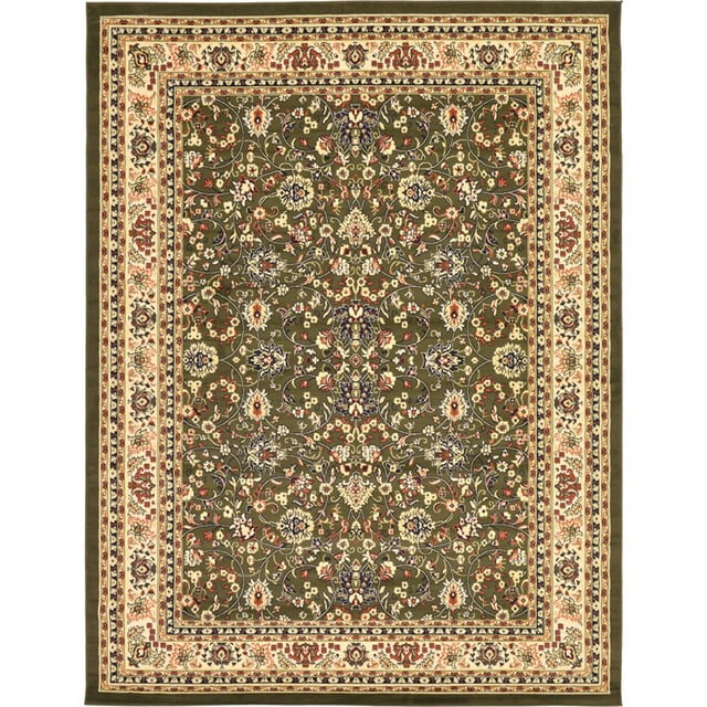 Unique Loom Sialk Hill Persian Floral Rug 9' x 12' Rectangle Olive/Ivory