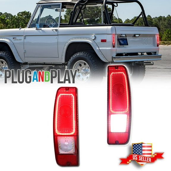 GTINTHEBOX Pair Red LED Tail Lights For 1967-1972 Ford Truck F100/250/350 E100 E200 Bronco