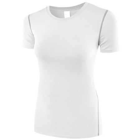 Sweetsmile Women Elastic Quick Dry Sport T-Shirt Essential Short Sleeve Crewneck Tight Tops Running Fitness Yoga Shirt For Women Summer Clearance