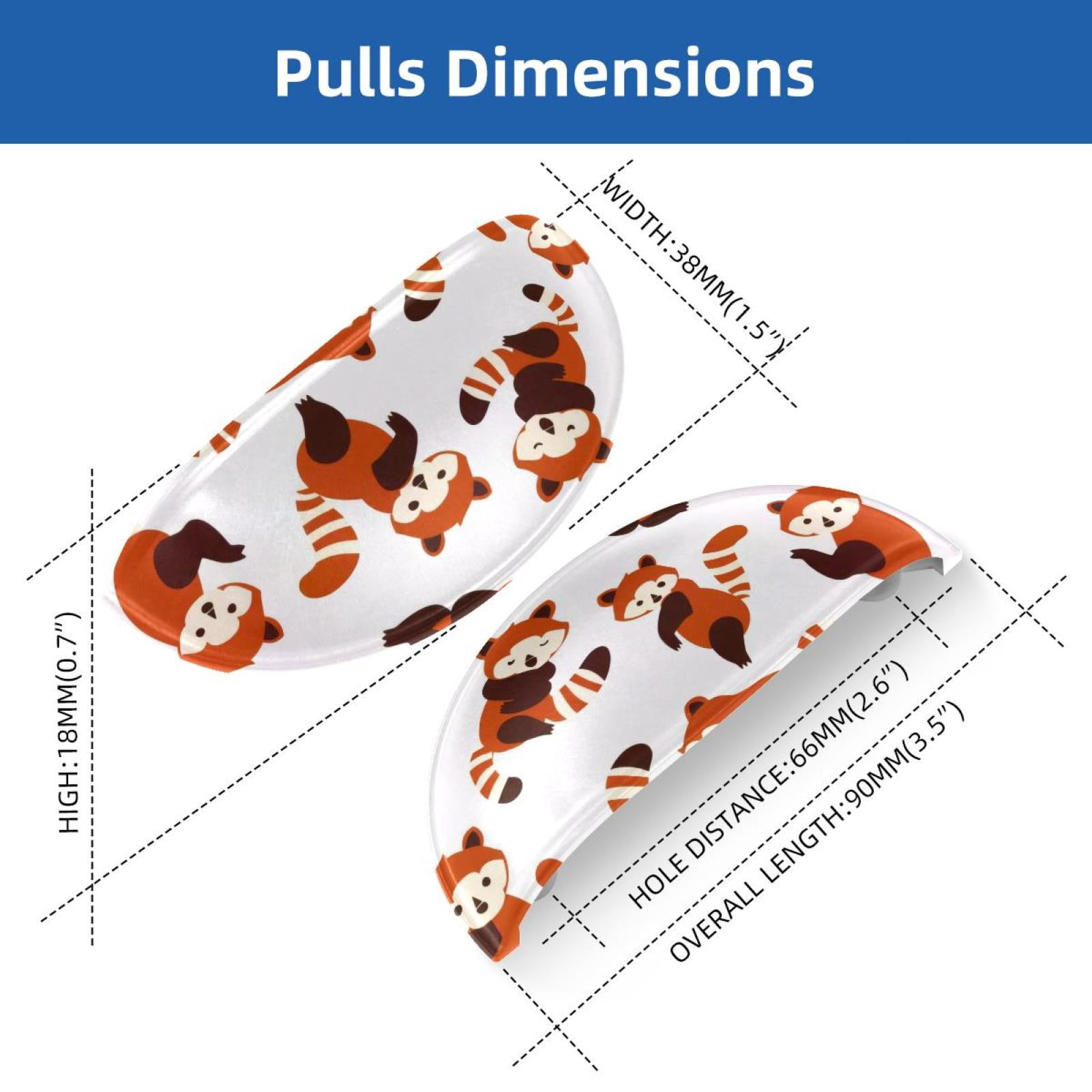 PhooArto 6 Pcs Cup Drawer Pulls, Cartoon Red Panda Pattern Shell Shape Handles Cabinet Knobs for Dresser Cupboard Closet Wardrobe with Screws