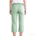 thumbnail image 5 of Yourumao Womens Linen Capri Pants Striped Straight Leg Capris Elastic Drawstring Waist Loose Casual Pants Summer Travel Trousers with Pocket, 5 of 7