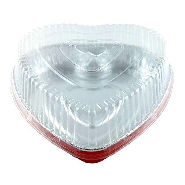 HandiFoil Red Aluminum Heart Shaped Valentine Foil Cake Pan w/Clear