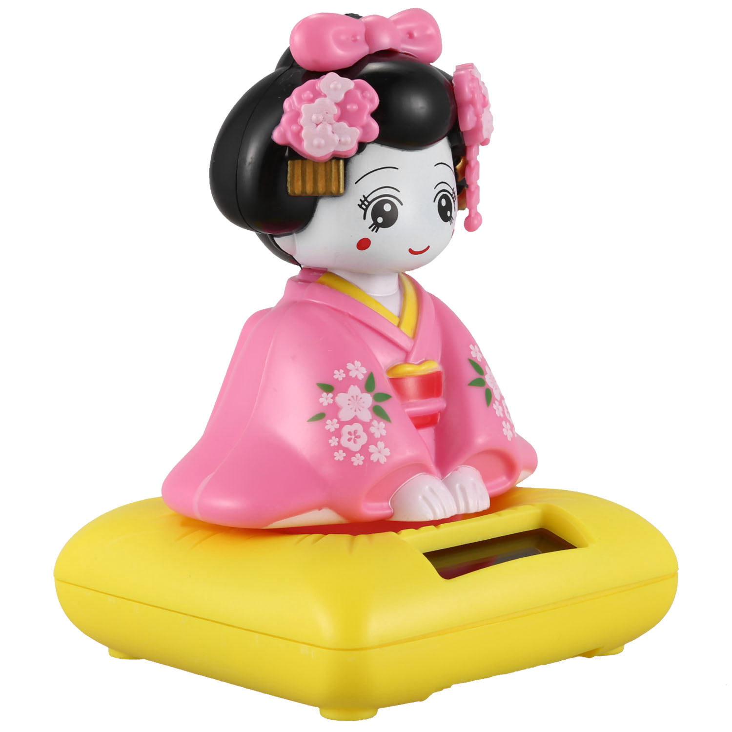 Maiko Solar Bobblehead Toy Figure Sitting Pink Geisha 