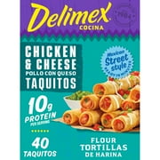 Delimex Chicken & Cheese Large Flour Taquitos Frozen Snacks & Appetizers, 40 Ct Box Jumbo