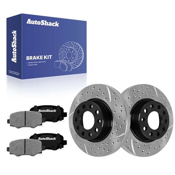 AutoShack Rear Brake Rotors & Ceramic Pads for Jeep, Cherokee 2014-2021, 4WD AWD FWD L4 2.0L 2.4L V6 3.2L - E-Coated Drilled & Slotted - ShadowGuard - 10.94" (278 mm), 5-Lug