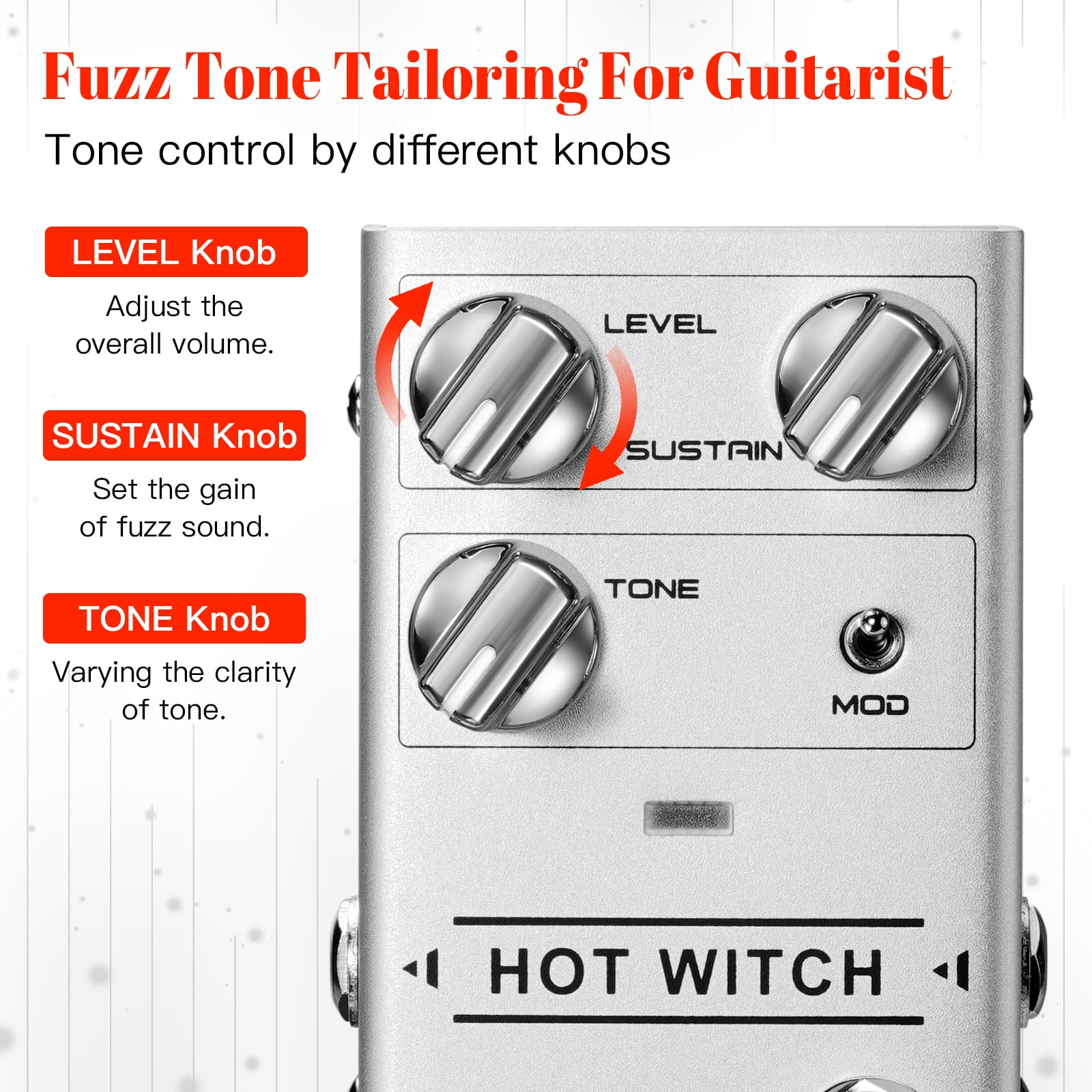 JOYO R-25 Fuzz Guitar Pedal with Retro/Modern Mode SYNC Mode For Electric Guitar Bass