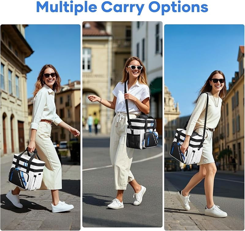 Maelstrom Lunch Box, 20L Insulated Lunch Bag for Men Women, Expandable Double Deck Leakproof Cooler Bag with 6 Pockets, Reusable Lunch Tote Bag for Work, Picnic