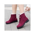 thumbnail image 3 of Fangasis Women Boots Ankle Platform Cotton Warm Plush Snow Boots Winter Lace Up Flat Booties Cute Plus Size Comfortable Shoes Warm Thicken Boots for Ladies, 3 of 8