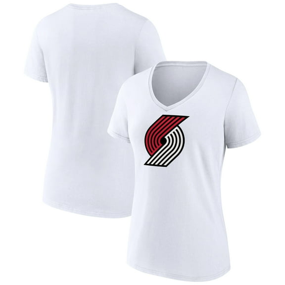 Women's White Portland Trail Blazers Logo V-Neck T-Shirt
