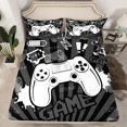 thumbnail image 3 of Homewish Cartoon Gamepad Lover Twin Sheet Sets for Boys, Game Console Twin Fitted Sheet, Grey Stripes Abstract Flat Sheet, Breathable Home Decor, 3-Piece, 3 of 8