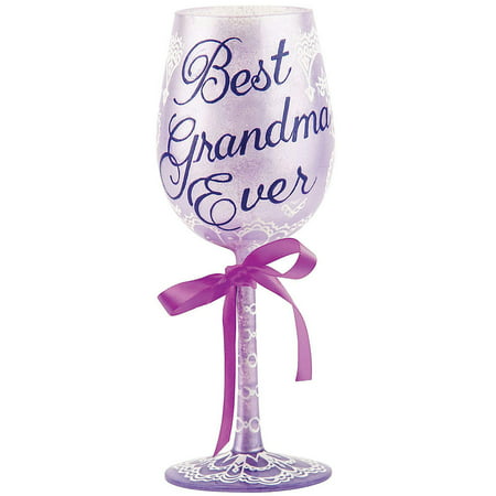 Best Grandma Ever 15 Ounce Wine Glass - Mouth-Blown Handpainted Lace (Best American Wines Under 15)