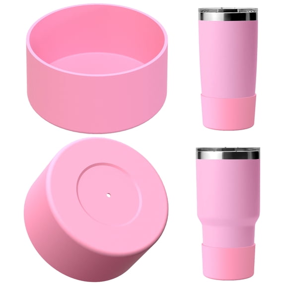 Linkidea Water Bottle Boot Compatible with YETI Rambler Travel Mug 20oz/30oz, Tumbler 20oz/30oz, Silicone Anti-Slip Water Bottle Bottom Sleeve Cover Protector (Light Pink / 2 Pack)
