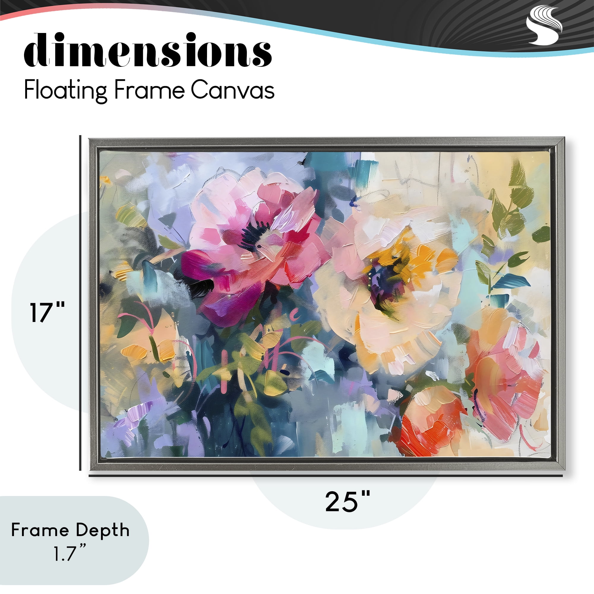 Stupell Industries Vibrant Florals Brushed Abstract Gray Framed Floater Canvas Wall Art, design by Creative Studio