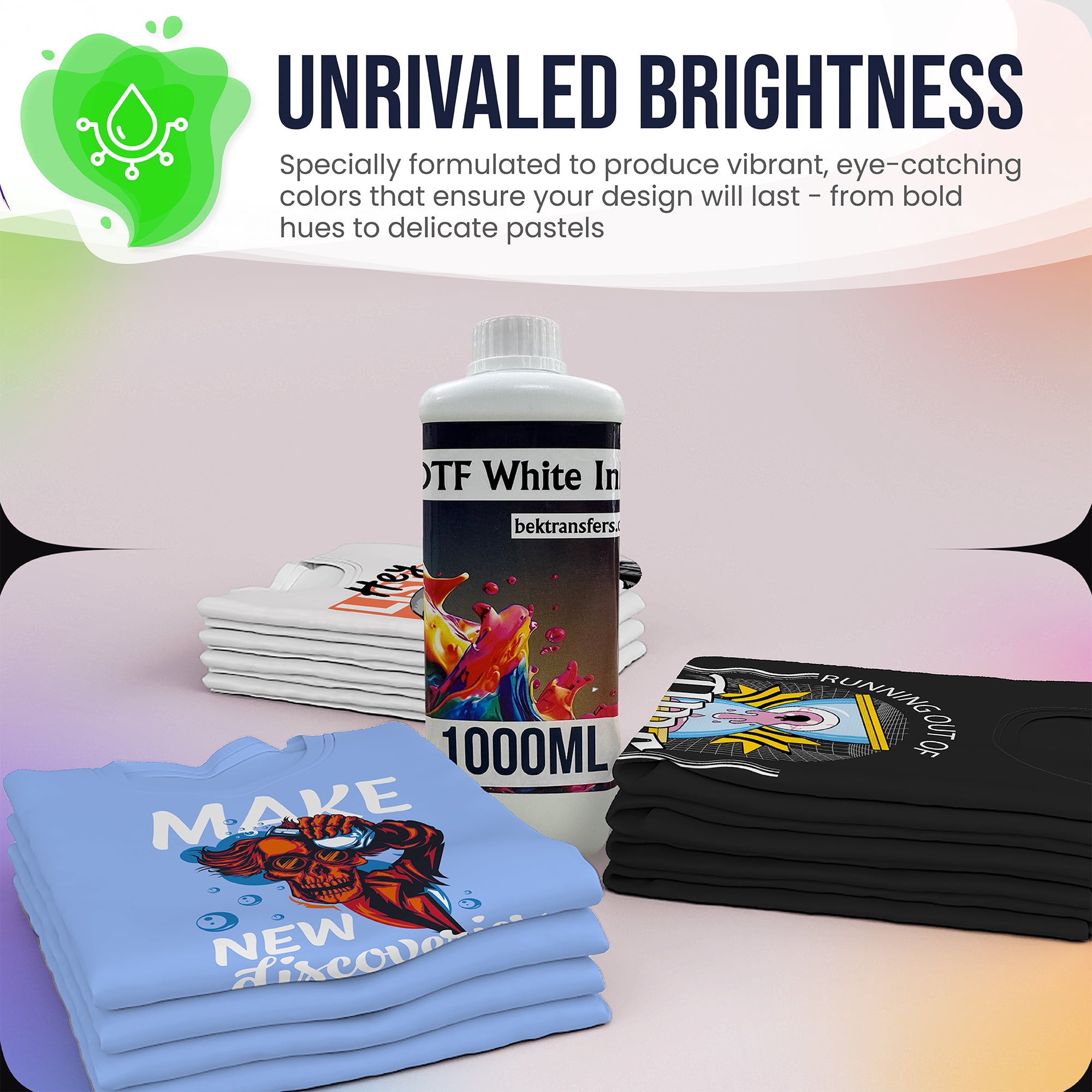 DTF White Ink Premium Direct-to-Film Transfers | High-Quality Ink Set for DIY Transfers | Create Your Own Custom Prints