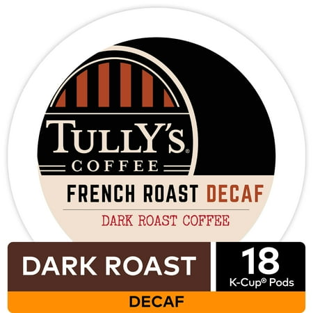 Tully's Coffee French Roast Decaf Coffee, Keurig K-Cup Pods, Dark Roast, 18 Count
