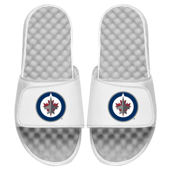 Men's ISlide White Winnipeg Jets Primary Logo Slide Sandals