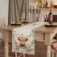 thumbnail image 3 of Spring Cow Floral Cotton Linen Table Runner for Dining Kitchen, Green Eucalyptus Leaves Linen Wedding Outdoor Party Tablerunners Decoration, Dresser Scarf Coffee Tablecloth Runners 13x36 Inches, 3 of 9