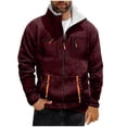 thumbnail image 2 of Jacket With Waterproof Men's Casual And Fashionable Solid Color Long Sleeved Stand Collar Zipper Pocket Blouse/Shirt Wine Xxl, 2 of 4
