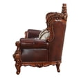 thumbnail image 2 of Benjara Traditional Style Tufted Wing Back Wooden Loveseat with Ornated Details, Brown, 2 of 3