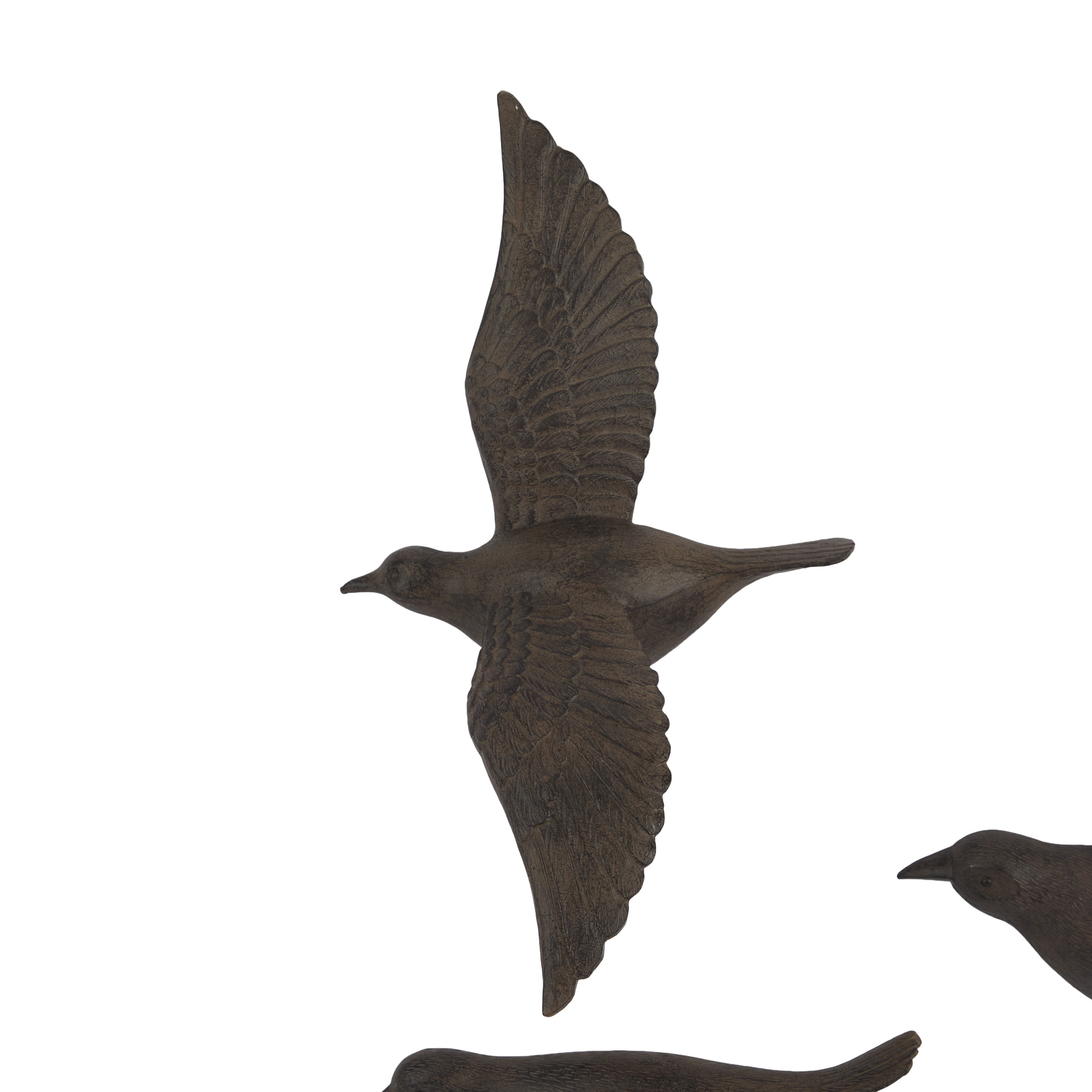 DecMode Brown Polystone Floating Bird Wall Decor (6 Count)