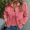 Watermelon Red, variant on Women's Long Sleeve Button Down Lace Eyelet Denim Jacket Black L