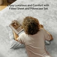 thumbnail image 2 of Velvet Fitted Sheet and Pillowcases Set, Luxury Soft Fuzzy Bottom Sheet with Reinforced Elastic Corner Straps, Deep Pocket up to 15", 1 Fitted Sheet and 2 Pillowcases (Cal King, Light Grey), 2 of 17