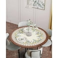 thumbnail image 2 of Daisy Flower Kitchen Fitted Tablecloth for Round Table,Boho Table Cover with Elastic Edge Waterproof Table Cloth,Eucalyptus Leaves Circle Table Covers for Picnic Party 45-54in, 2 of 4