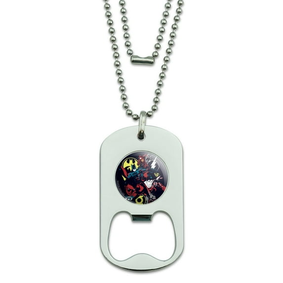 Justice League Character Graffiti Military Dog Tag Bottle Opener Pendant