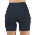 thumbnail image 4 of Olyvenn Biker Shorts Women with Pockets High Waisted Soft Tummy Control Workout Shorts for Yoga Athletic Gym Navy XXL, 4 of 5