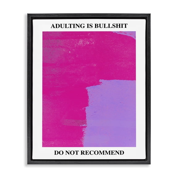 Stupell Industries Contemporary Adulting Do Not Recommend Black Floating Frame Canvas Art, 17 x 21, by House of Lulu