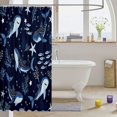 thumbnail image 3 of Manfei Cute Ocean Shower Curtain 72Wx84L, Whale Shark Coral Bathroom Shower Curtain, Navy Blue, 3 of 5