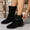 Black, variant on Lovskoo 2024 Women's Middle Mid Calf Boots Pointed Toe Chunky Heel Vintage Thick Heeled Mid Length Low Heeled Solid Color Pile Up Shoes Suede Black Skinny Boots Black