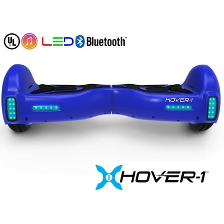 Hover-1 H1 UL Certified Electric Hoverboard w/ 6.5 Wheels, LED Lights, Bluetooth Speaker, and App Enabled - Blue