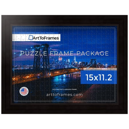 ArtToFrames 15x11.2 Inch - 28.5x38 CM Black Puzzle Frame for 100 piece Puzzles.1.50 Inch Custom Wood Puzzle Frames Black - Comes with Regular Glass