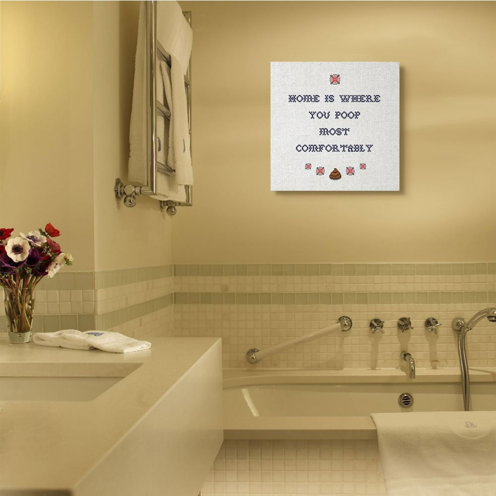 Stupell Industries Home Is Where You Poop Modern Humor Needlepoint Designed by Daphne Polselli